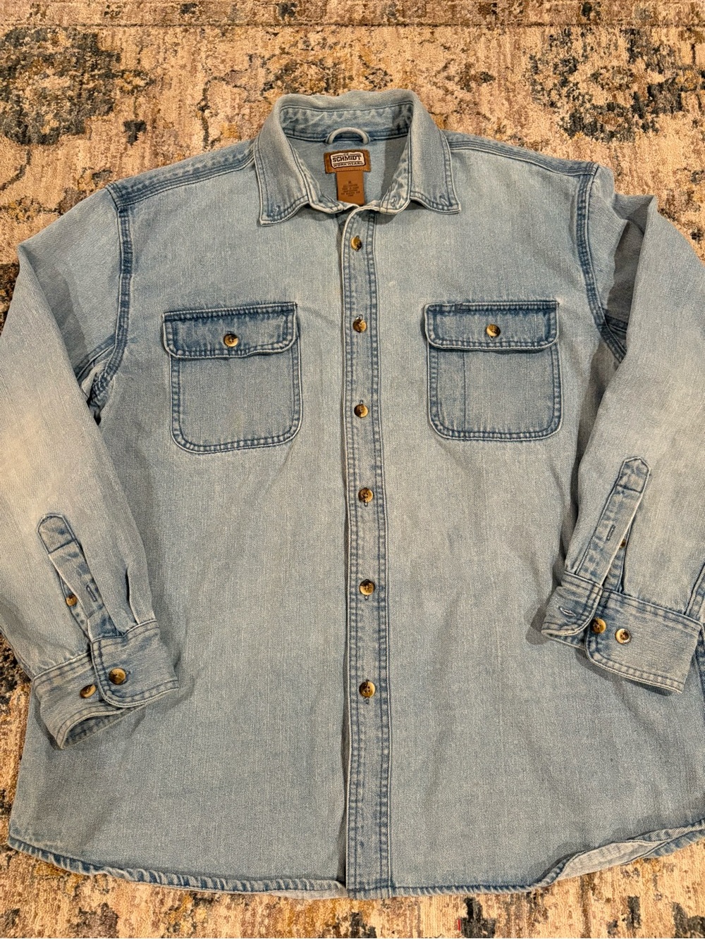 Vintage C.E. Schmidt Workwear Heavyweight Denim Button Up Shirt 100% Cotton XL